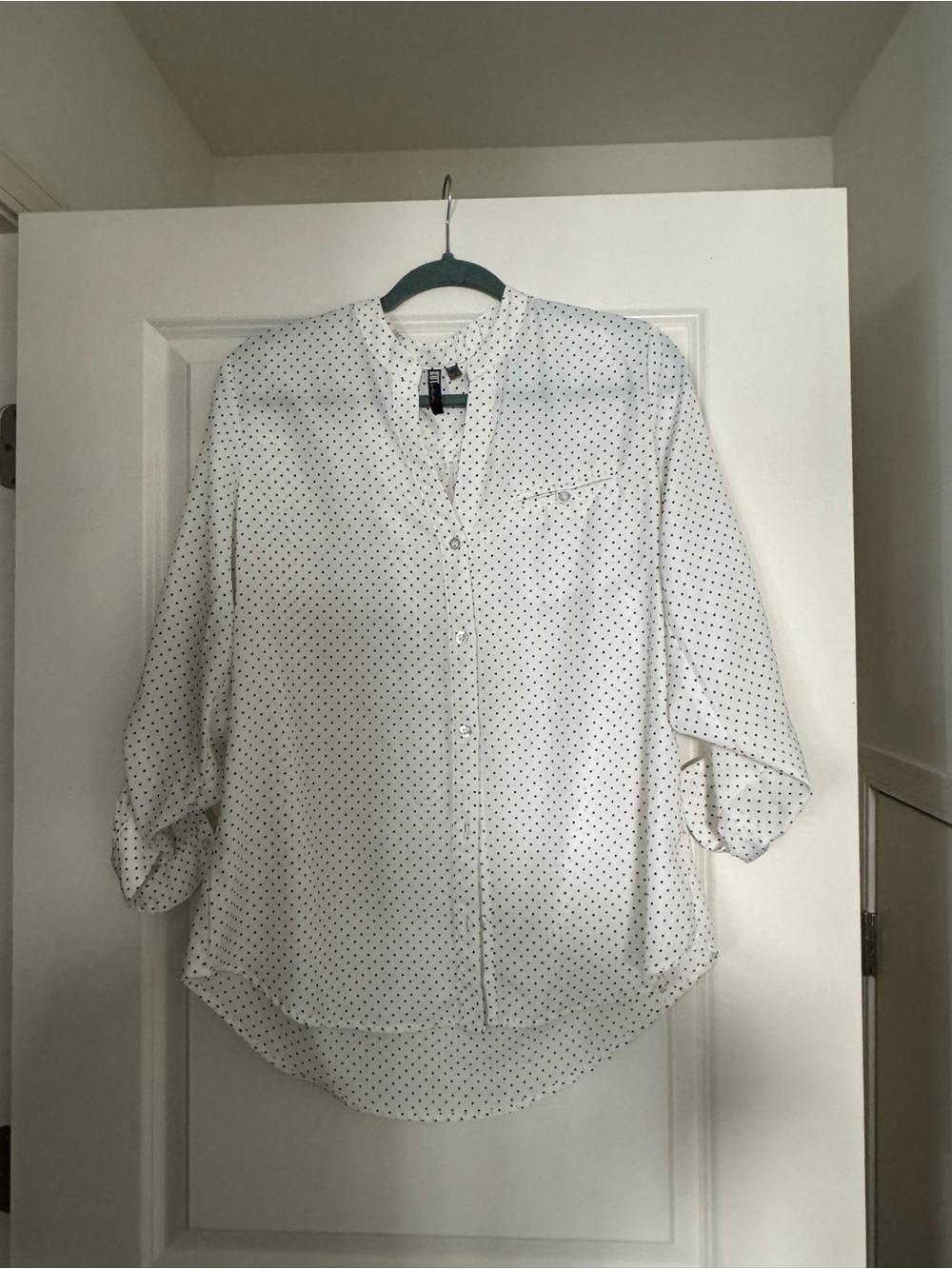Kut from the Kloth White Polka Dot Button-Up Blouse